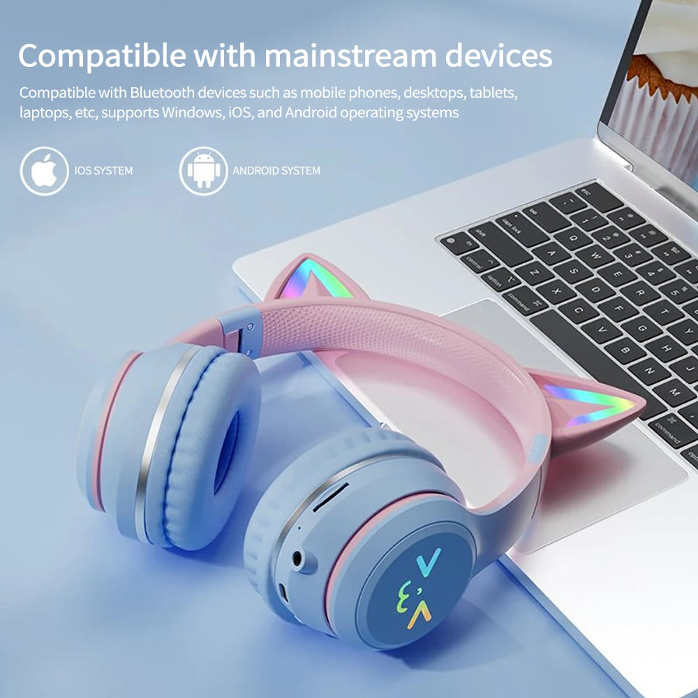 Cute cat ear Bluetooth Earphones