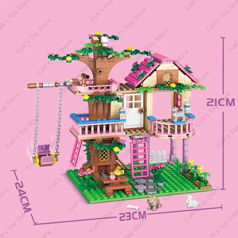 Girls Friendship Tree House Villa Castle Building Blocks